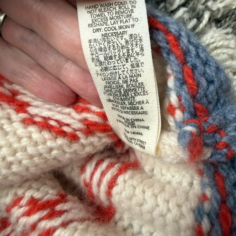 THE GREAT- The Reindeer Shawl Collar Full Zip Sweater Lambswool XS oversized - Picture 13 of 14